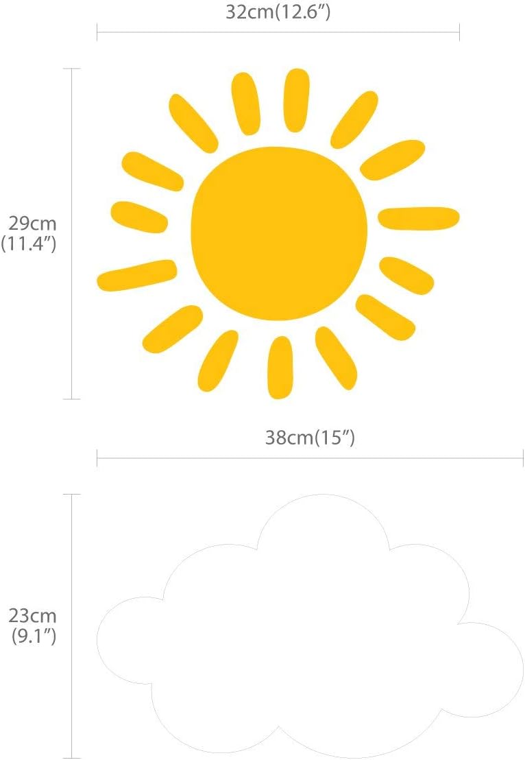 DECOWALL DWG-707WY Sun and Clouds Graphic Kids Wall Stickers Wall Decals Window Stickers Peel and Stick Wall Stickers for Kids Nursery Bedroom Living Room (White_707WY)