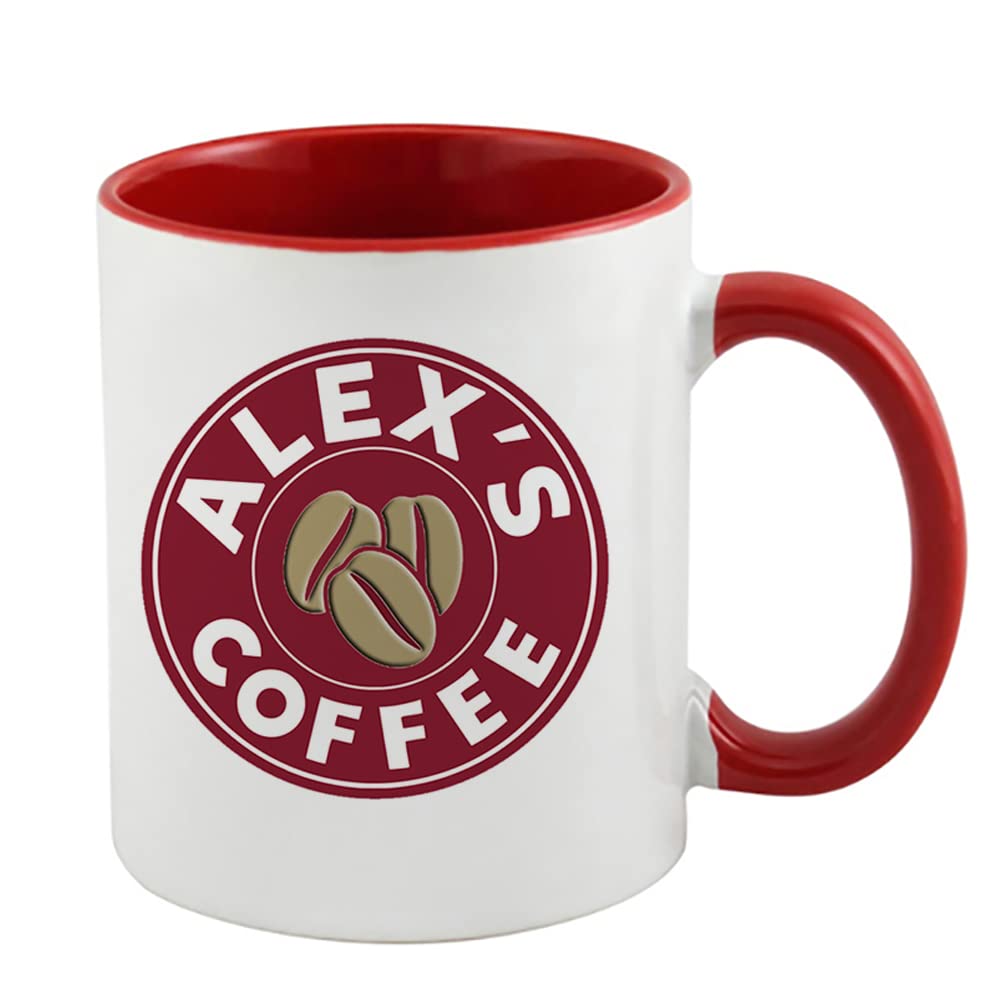 Giftme Personalised with Any Name Costa Unique Inside Coloured Ceramic Mug Coffee Tea Mug. (Red Inside Coloured and Handle)