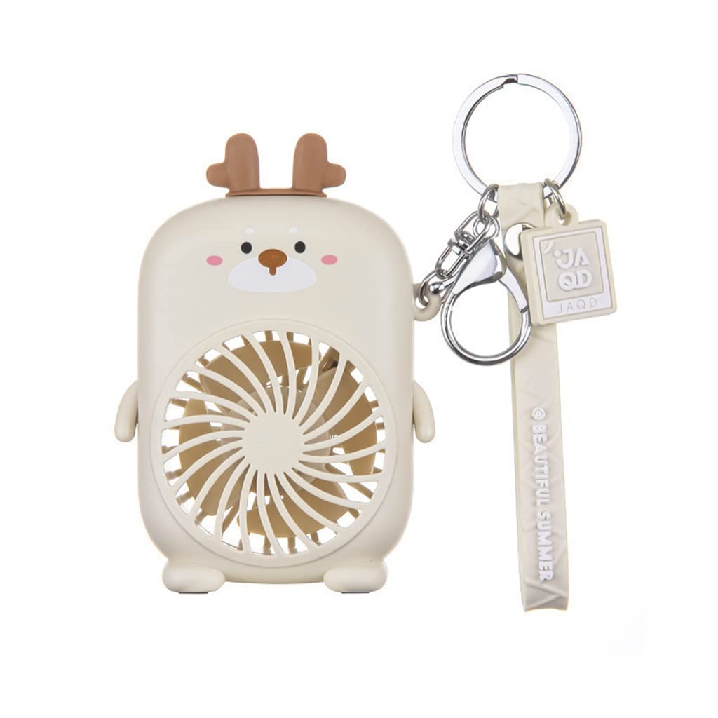 n/a Mini Hold Pocket Fans Backpack Cartoon Keychain USB Charge Outdoors Fans Keyring Small Fan Key Chains (Color : White, Size : 7.3 * 4 * 10.5cm)