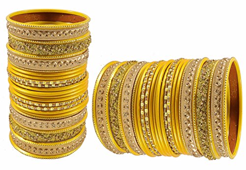 Image of NMII Non-Precious Metal with Base Metal Spreads with Zari Glossy Finished Premium Traditional Bridal Chuda Bangle set for Women and Girls