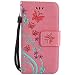 Produktbild Nancen Compatible with Handyhülle Apple iPhone 5 Hülle,Apple iPhone 5 / 5S / SE (4 Zoll) Leder Wallet Tasche Brieftasche Schutzhülle, Prägung Schmetterling Muster
