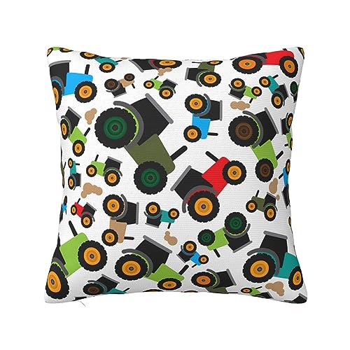 MUZIZY クッションカバー トラクター柄 農業用車両柄 シンプル 座布団カバー 手触り良く ソファ背当て 装飾枕カバー 抱き枕カバー 柔らかい ピロケース 車 椅子 インテリア飾り 部屋飾り 四季通用 60x60cm
