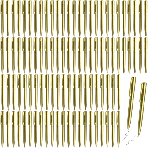 Lot de 100 mini stylos à bille dorés de 10 cm avec encre noire pour carnet