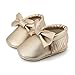 OOSAKU Infant Toddler Baby Soft Sole PU Leather Bowknots Shoes (3-6 Months, Gold)