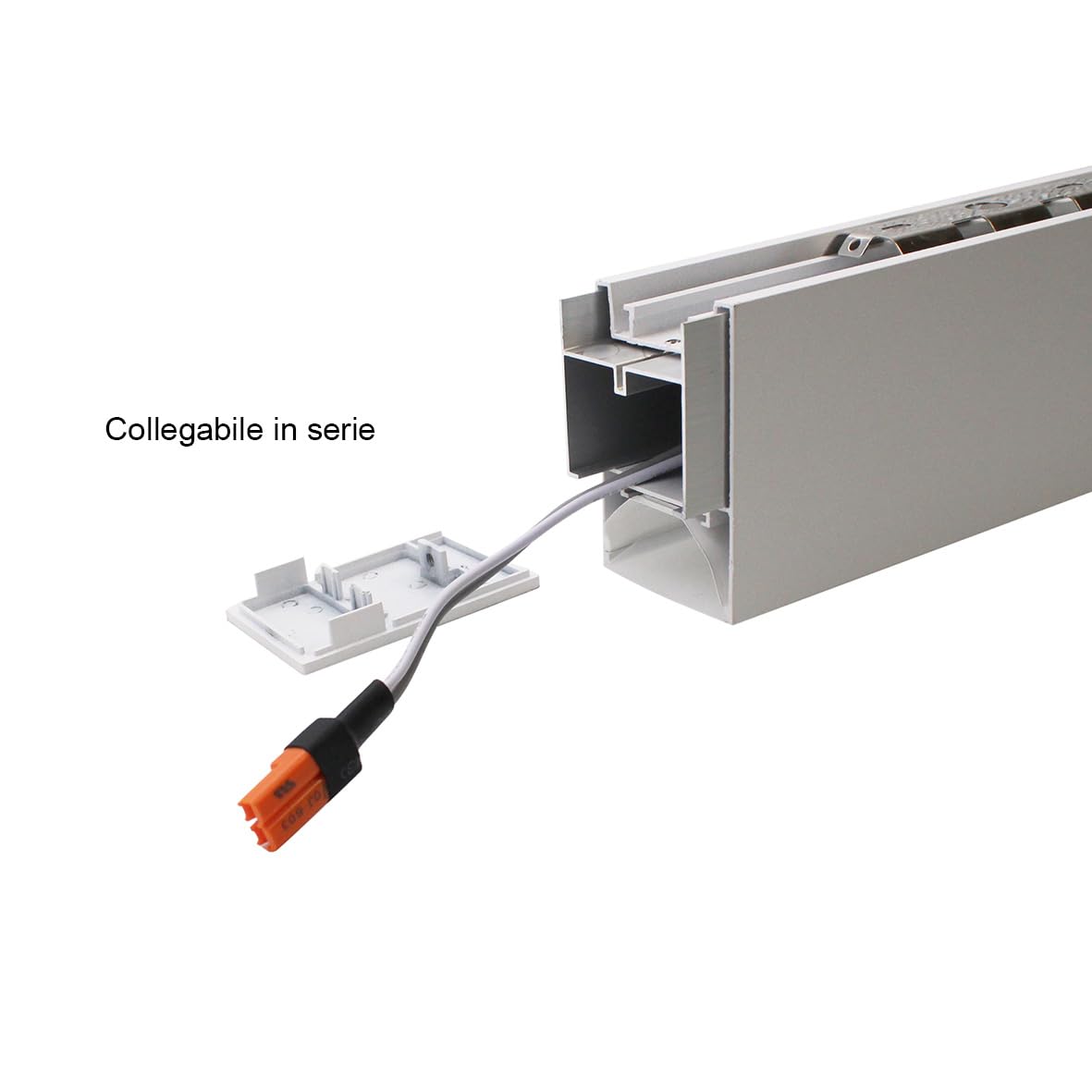 Plafoniera LED 48W 120x7x5cm Bianca da Sospensione con cavo acciaio Pi-17-48W
