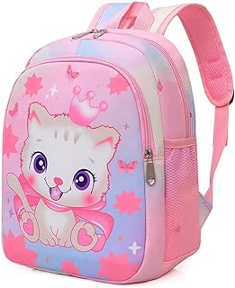CHERUBIC Kids Toddler Cute Backpack Little Cartoon Travel Lightweight Bag Daypack For 3 Girls Boys (Cat Pink)