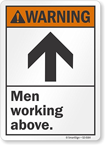 Panneau Warning Men Working Above flèche vers le haut plaque aluminium signalisation