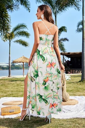 Image of II ININ Women's 2025 Maxi Sundresses Summer Beach Long Wrap V-Neck Floral /Solid Casual Dress for Women