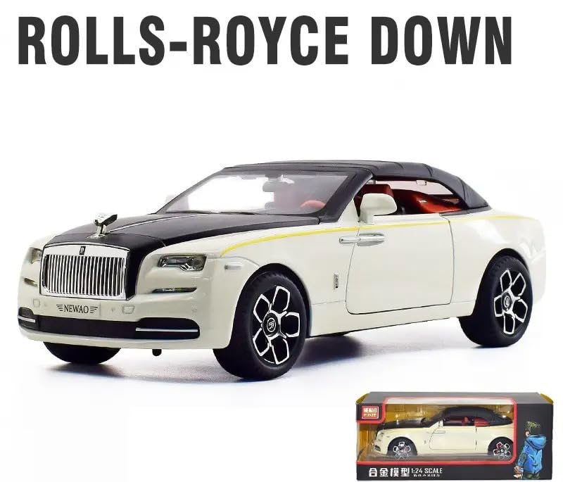 Image of Scale Exclusive Alloy Metal Pull Back | Die-cast Car Model with Sound Light Mini Auto Toy for Kids Metal Model Toy Car with Sound and Light (1.24 Scale- Rolls ROICE Down-White)