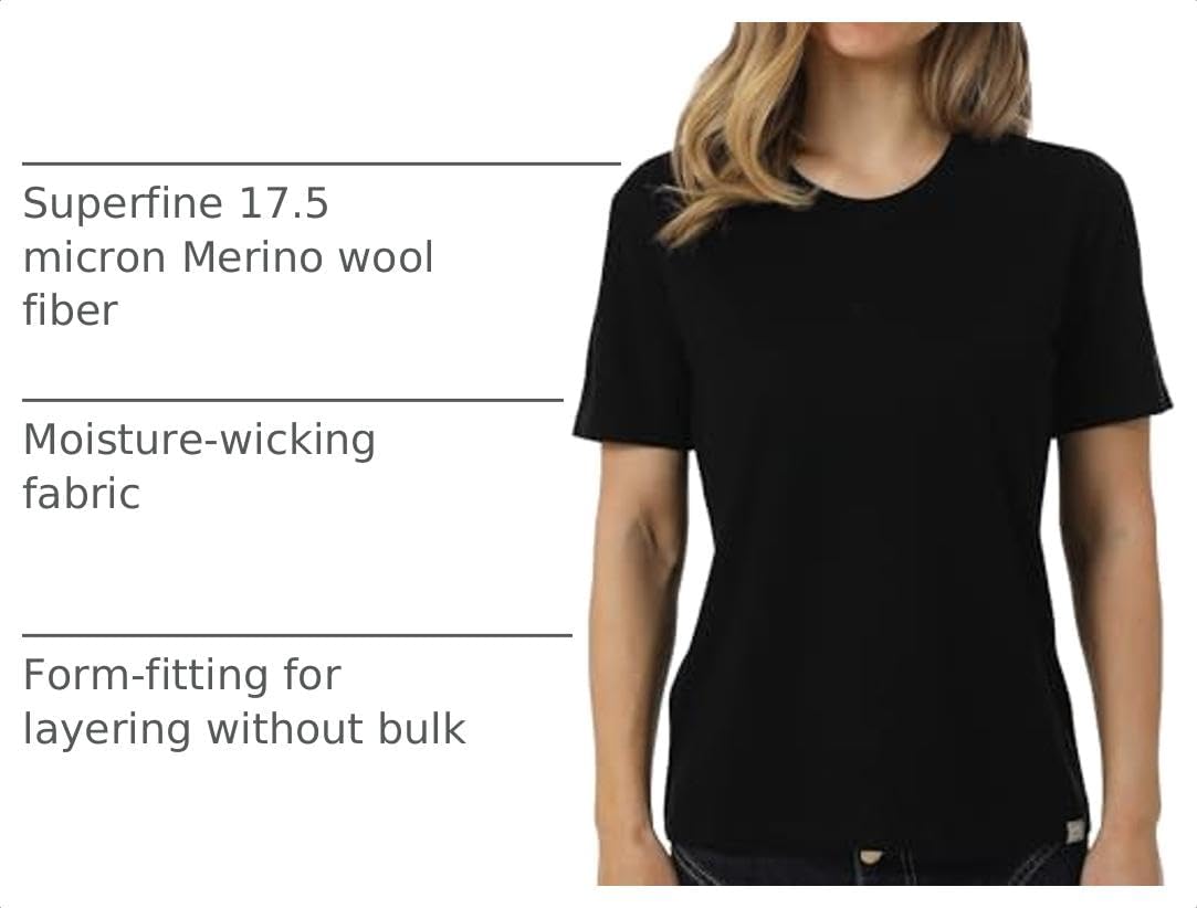100% Merino Wool T-Shirt Women - Short Sleeve Tee with Hiking Socks