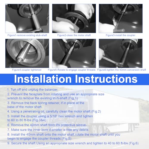 Image of Coats Wheel Balancer 28mm to 40mm Shaft Conversion Complete Kit with Cones & Wing Nut for Coats 700, 800, 825, 850, 925, 950, 1000, 1025, 1050 & 1250