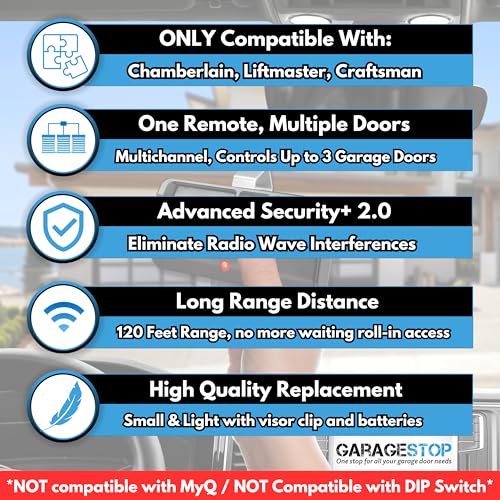 Image of 3X 893LM 893Max for Chamberlain Craftsman LiftMaster Universal Garage Door Opener Remote Replacement, 3-Button Gate Opener Remote, Extra Long-Range, Black