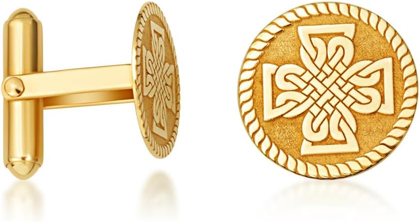 14K Yellow Gold Celtic Knot Cross Cufflinks