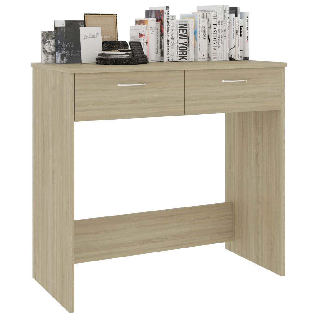 Scrivania Porta PC con 2 Cassetti Rovere Sonoma 80x40x75 cm | Tavolo da studio compatto per camera da letto e ufficio, ideale per ottimizzare piccoli spazi di lavoro.