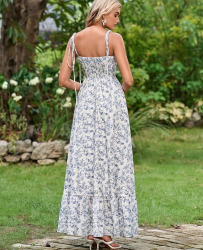 Image of GLNEGE Women's Summer Corset Wedding Guest Maxi Dress Spaghetti Strap Ruffle Formal Dresses Flowy A Line Tea Party Sundress