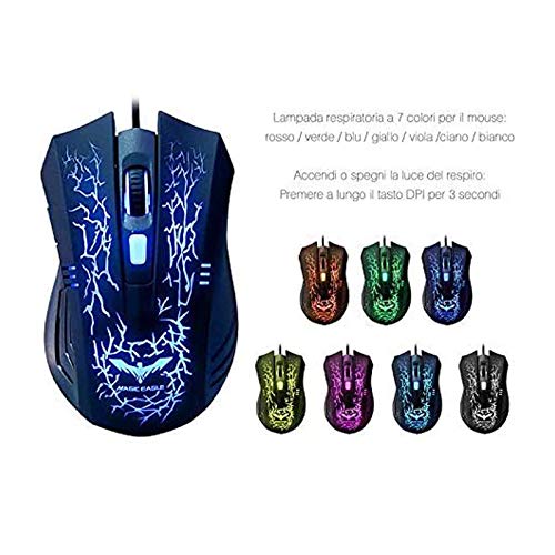 HAVIT Tastiera e Mouse da Gioco Filo Gaming Tastiera e Mouse Impostati con Luce LED, 4 Livelli DPI, 8 Tasti Multimediali e 19 Tasti Anti-ghosting 7 Diversi Colori, per computer PC (Layout Italia Nero)