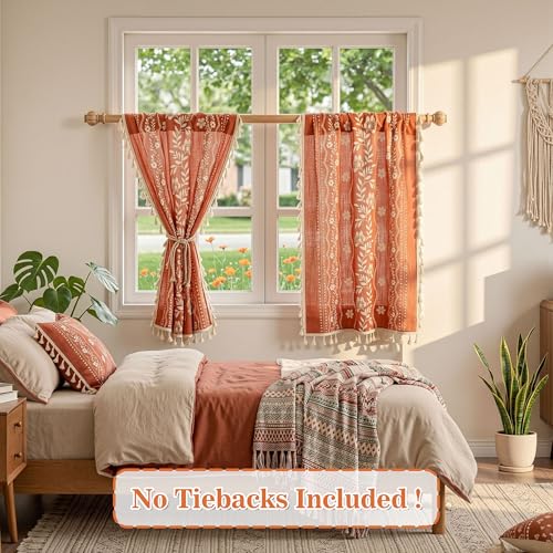 Image of MYSKY HOME Boho Floral Tier Curtains 24 Inch Length for Cafe Over Sink