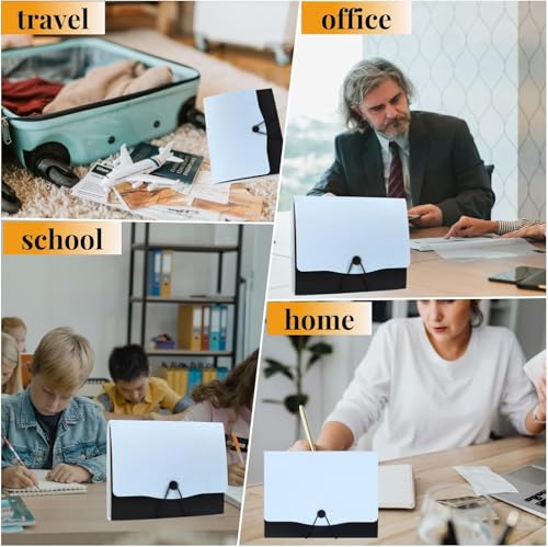 Image of 2-in-1 Expanding File Folder with Clipboard for Dual, Expanding Files Folder Document Letter A4 Size File Organizer with Handle and 13 Pockets for Important Papers /Letters (Light Blue)