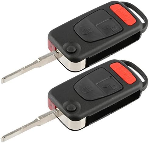 Discount Keyless Entry Remote Uncut Car Key Fob Case Flip Shell Cover Button Pad (2 Pack)