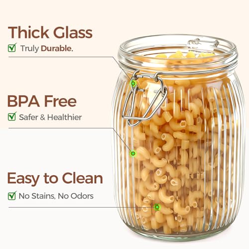 ComSaf Airtight Glass Jar 34oz Set of 3