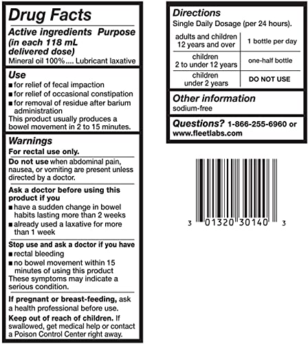 Fleet Laxative Mineral Oil Enema For Constipation, 4.5 Fl Oz, 1 Bottle, 6 Pack #TOP7