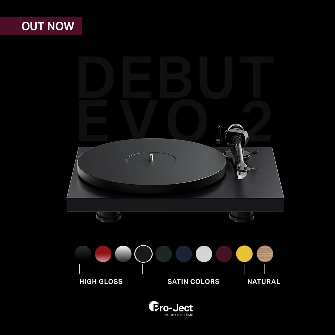 Pro-Ject Debut EVO 2, giradischi audiofili di nuova generazione con braccio in fibra di carbonio, selezione elettronica della velocità e cartuccia Pick it MM EVO premontata, prodotto in Europa (nero