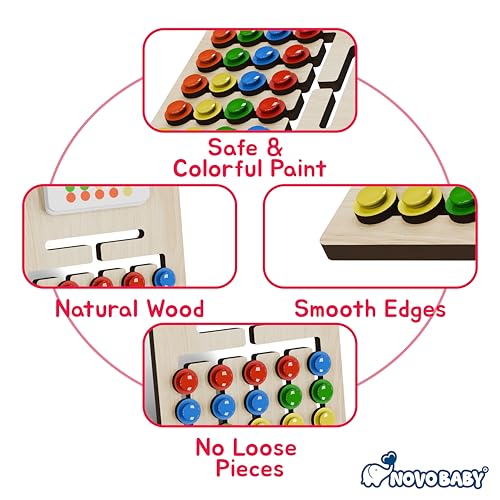 Image of Novo Baby Kids Montessori Slide Puzzle | Color & Pattern Matching Learning Toys for Kids 3-8 Years | Preschool Educational Activity Toy for 3,4,5,6,7,8 | Toys for 6-Year-Old Boy (Modern)