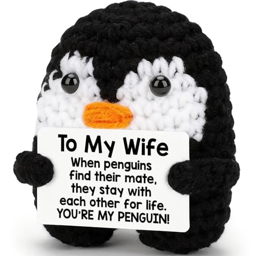 Agantree art Birthday Gifts for Wife from Husband for Wife Handmade Crochet Mini Penguin Birthday Anniversary Couple Romantic I Love You Her Women Wife Best Small Love Sign Christmas