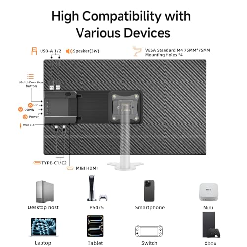 Image of 23.8 inch 2.5K 180Hz Portable Monitor - QHD Laptop Screen Extender 112% sRGB Wide Color HDR HDMI USB C Travel External Display with Stand Gaming Monitor for Computer PC Phone Game Console