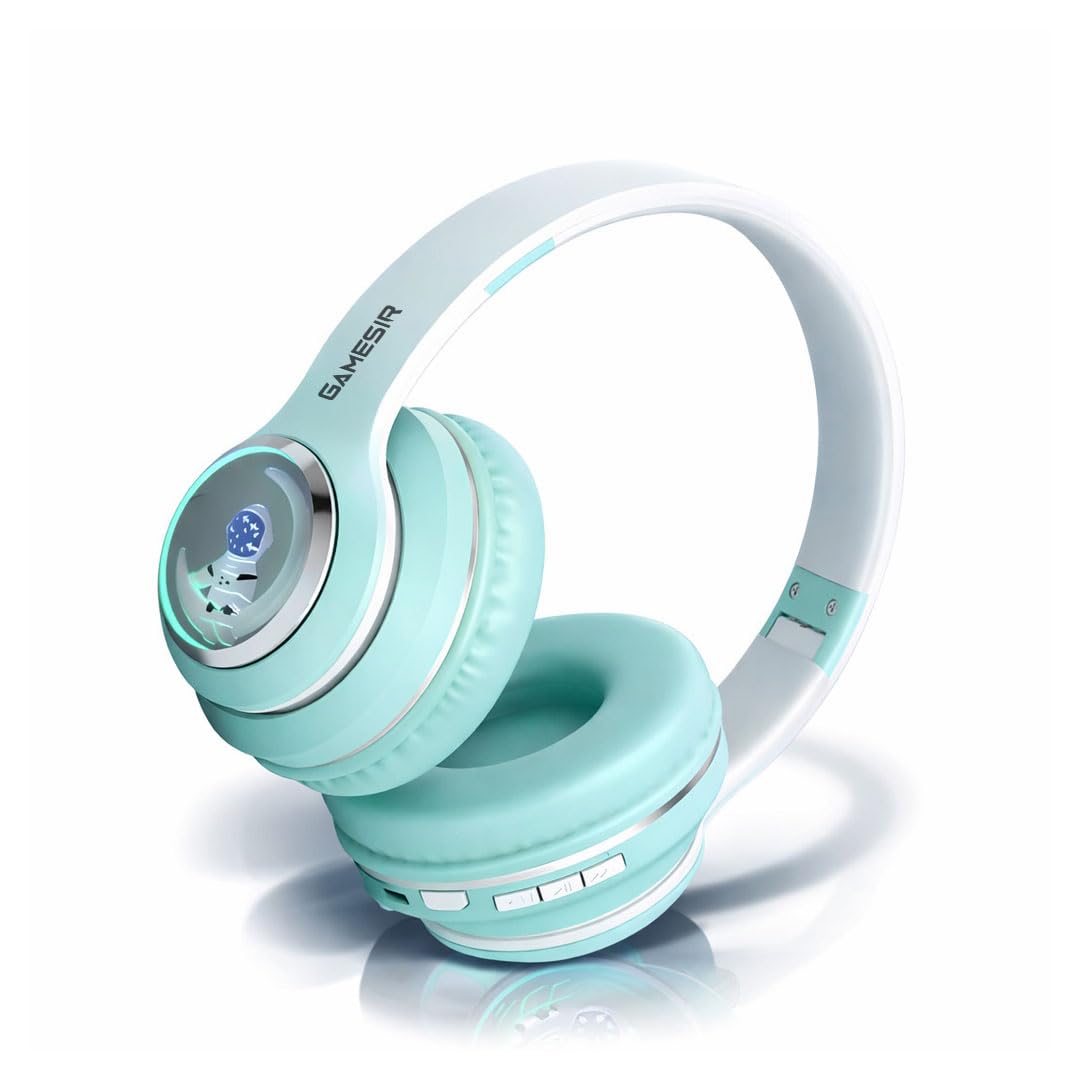 GameSir Astro Junior Wireless Headphones with 40mm Drivers, Deep Bass Stereo Sound, Bluetooth 5.3, Over-Ear Noise Isolation Headset with LED Light, Built-in Mic for PC, Mobile & Laptop (Green)-image-12