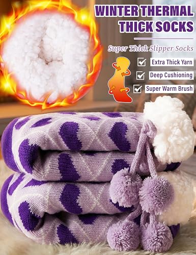 Image of MOGGEI Fuzzy Slipper Socks for Women, Warm Cozy for Winter, Non Slip Grips