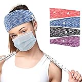 【Linderung der Ohrenschmerzen】 - Mit diesen mehrfarbigen Stirnbändern mit Knopfdesign können Sie die Gurte anstelle Ihrer Ohren um die Knöpfe legen. Dies ist eine bequemere Art, eine Gesichtsbedeckung zu tragen, und reduziert effektiv Ihre Ohrenschmerzen und den Druck, eine Gesichtsbedeckung für lange Zeit zu tragen , geeignet für Krankenschwestern, Ärzte und andere Beschäftigte im Gesundheitswesen