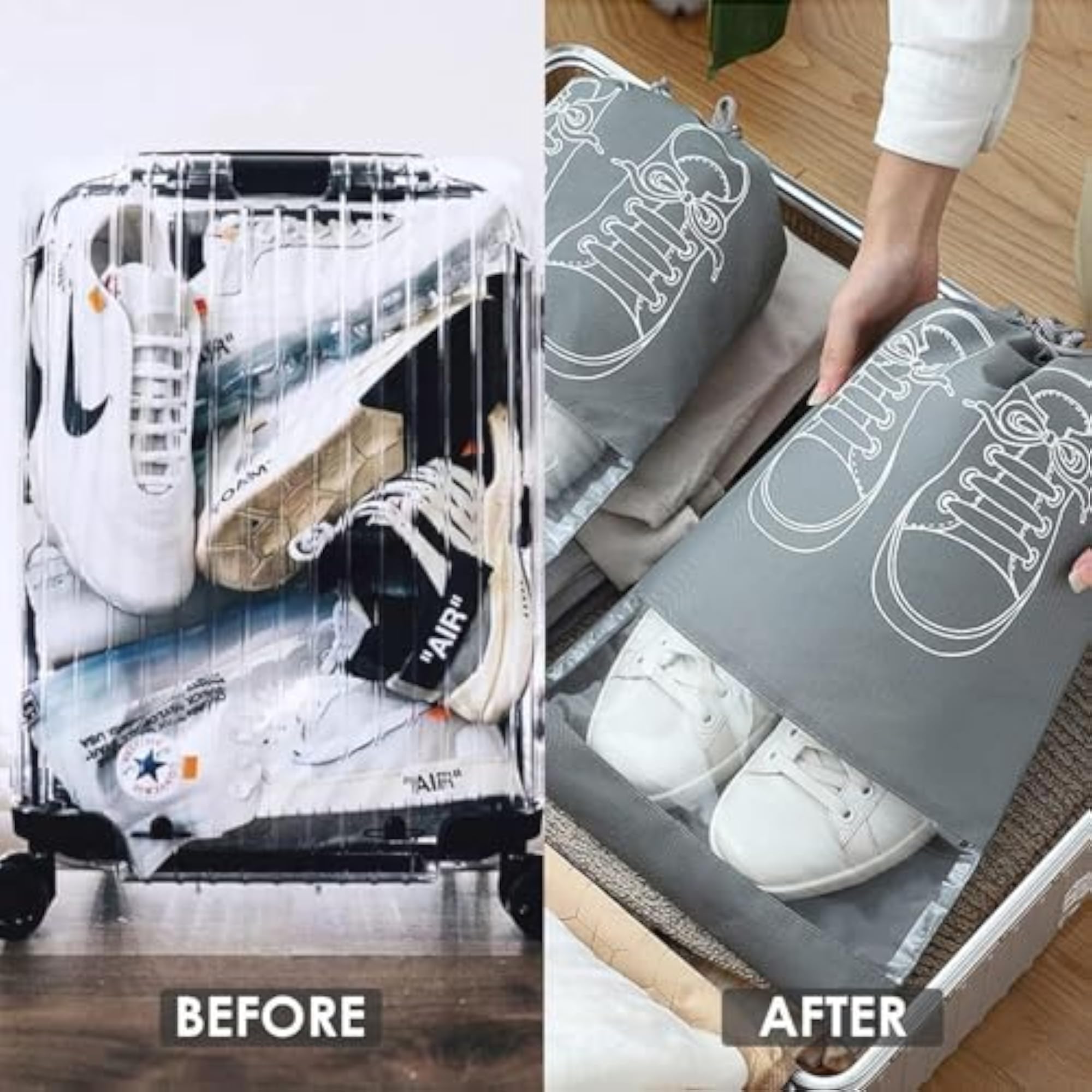 Travel Shoe Bag Non-Woven, Large Portable Waterproof (Pack of 6)