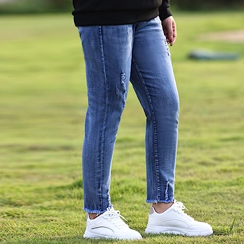 Women's High Waisted Distressed Capri Jeans Plus Size Casual Ripped Skinny Slim Fit Stretch Denim Pants3