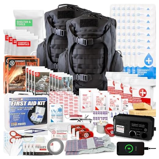 Best Earthquake Kits | Vanessa Davison 72 HRS Deluxe Emergency Survival Kit - Heavy Duty 72 Hour Bug Out Bag Survival Kit for Earthquake, Hurricane, Tsunami, Winter, Blackout - Includes Emergency First Aid Kit, Water, Food (4 Person Black)