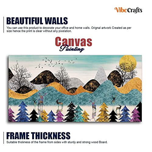Image of VIBECRAFTS Canvas Paintings for Living Room Drawing Room Modern Art Forest Canvas Wall Painting Fitted With Wooden Frame For Home | Office | Living Room | Gift (PTVCH 2472N)