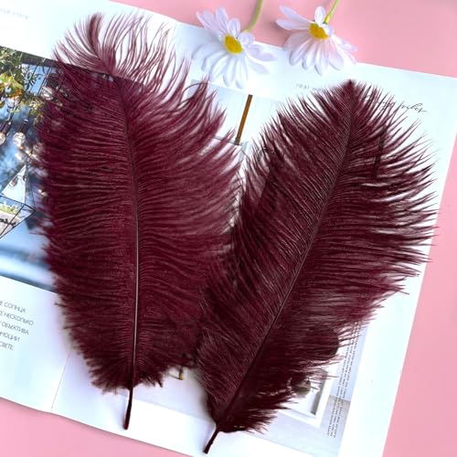 Plumes d'autruche bordeaux pour centre de table de mariage - 4