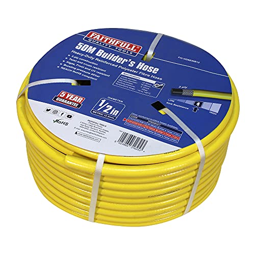 Faithfull Faihose50B12 - Tubo Flessibile Resistente In Pvc Rinforzato, 50 M, Diametro 12,7 Mm