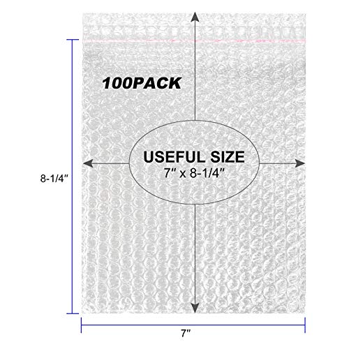 100PCS Bubble Out Bags 7”x 8-1/4”Clear Bubble Mailers, Self-Sealing Double Walled Bubble Pouch Bags for Packing, Moving, Shipping, Mailing, Bubble Cushioning Wrap Bags - Thumbnail 2