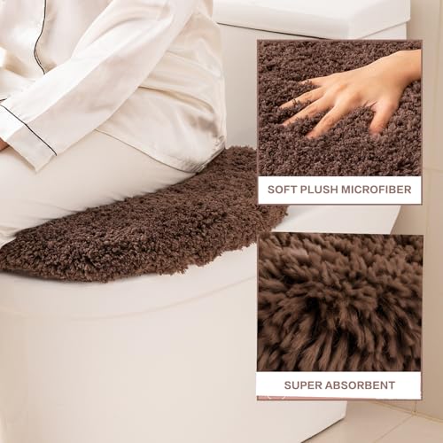 Image of Microfiber Toilet Lid Cover, 17.5 inchx15 inch Fits Round Oblong and Elongated | Toilet Seat Covers for Bathroom, Machine Washable, Decorative Fuzzy fur Look Round Toilet Seat Cover Extra Soft Absorbent