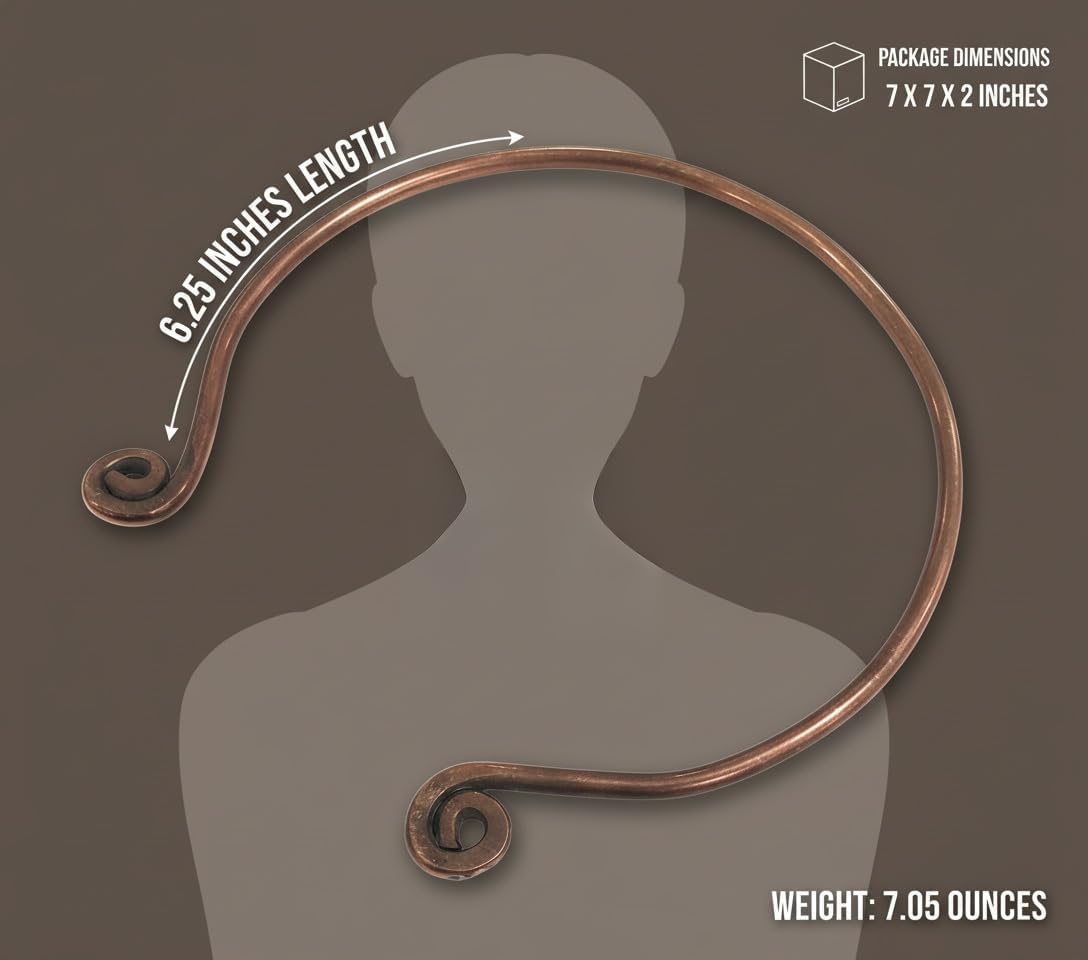 ARTIZANSTORE Copper Torc Traditional Celtic Torq Torque Necklace, Medieval Viking Iron Torc Hand Forged Iron Jewelry for Men Women Halloween Praty Best Gift - Image 2