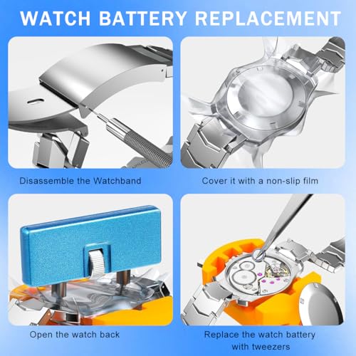Image of Serplex Watch Repair Tool Kit with Case Opener, Tweezers, Precision Screwdriver & Case Holder, Watch Back Removal Tool Set with Accessories for Battery Replacement, Only for Grooved Watches