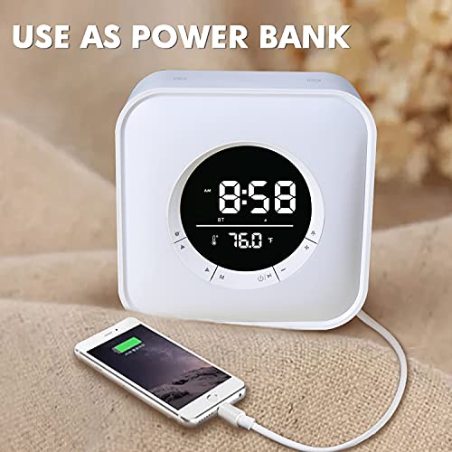 Fivehome Night Lights Bluetooth Speaker Alarm Clock, For Teenage Girls Boys, Touch Control Dimmable Multi-Color Bedside Lamp, Mp3 Player, Bedroom Alarm Clock For Adult Deep Sleeper #TOP6