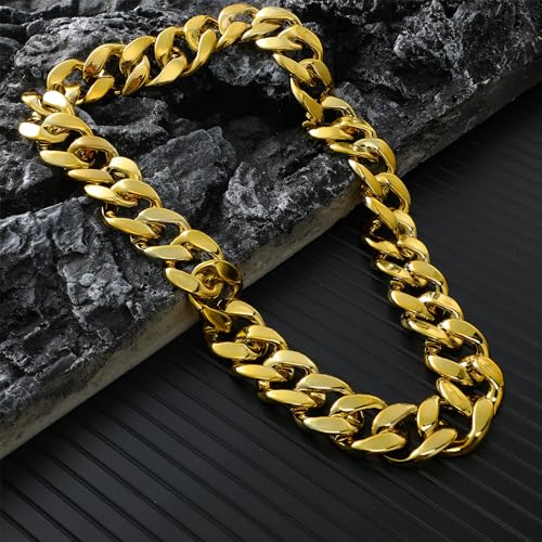 Jexine 12 Pcs Halloween Costume Rapper Chain, Hip Hop Chain Bulk Fake Necklace for Cosplay Men Women 80s 90s Punk, 32 Inch3