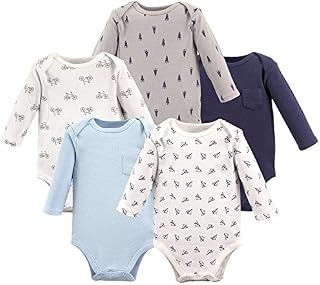 Hudson Baby Baby Cotton Long-Sleeve Bodysuits, Basic Paper Airplane, 12-18 Months