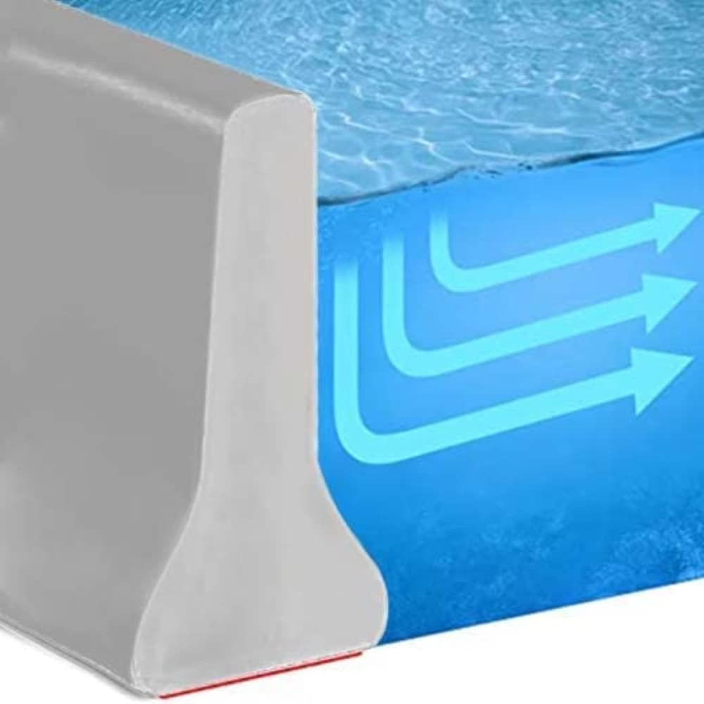 Shower Water Barrier With Silicon Glue Bathtub Splash Guard Bathroom floor Kitchen Water Stopper Door Seal Leak Proof Threshold Water Dam Water Retaining Strip Self Adhesive Water Blocker (GRAY, 1M)
