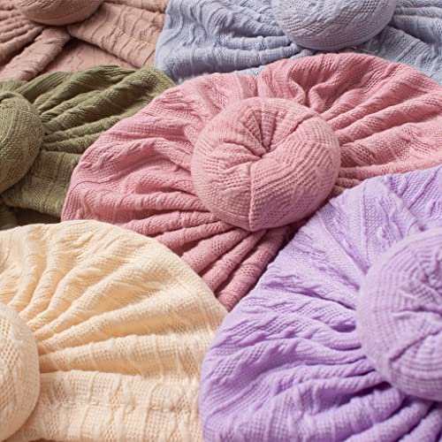 Qandsweat Baby Girls' Hats & Caps Knotted Turban Cute Toddler Hat Hair Accessories 3-36M (Cable Style-6Pack) #TOP2
