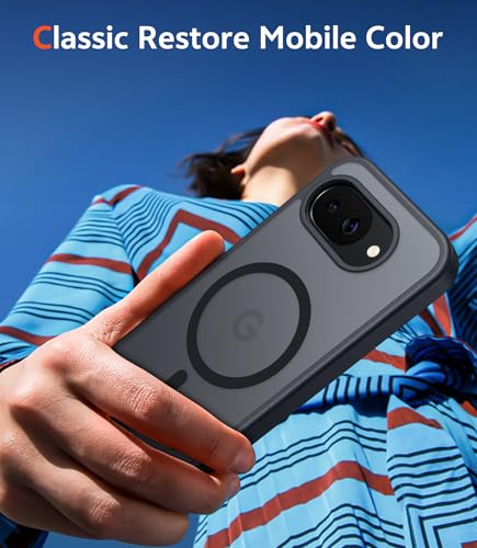 Image of FNTCASE for Google Pixel 10A Case: Frosted Translucent with Screen Protector Shockproof Phone Cover - Matte Military Grade Full Protection Drop Proof TPU Rugged Sturdy Cases - 6.3 inch (C-Black)