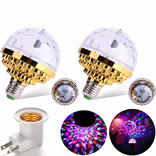 LUBOOT Lumière Boule Magique rotative colorée, Ampoule Boule Magique rotative Disco colorée avec Douilles, Ampoule stroboscopique kaléidoscope LED