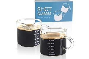 BCnmviku Espresso Glass Cups 2-Pack - 75ml Measuring Cup Triple Pitcher Milk...